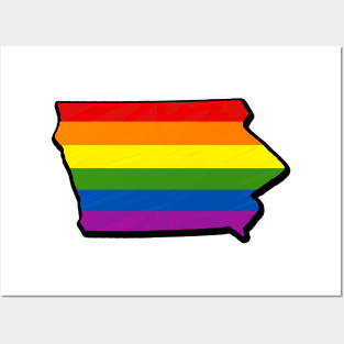 Rainbow Iowa Outline Posters and Art